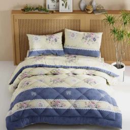 Bianca California Light Sage & Blue Fabric 150 TC Double Bedsheet with Comforter & 2 Pillow Covers-image-40