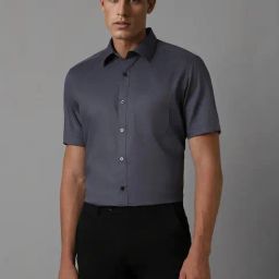 Louis Philippe Grey Cotton Regular Fit Printed Shirt-image-93