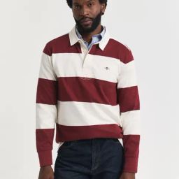 GANT Maroon Pure Cotton Regular Fit Striped Polo T-Shirt-picture-30