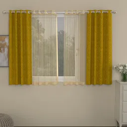 ROSARA HOME Gold-Toned Set of 4 Window Curtains-image-10