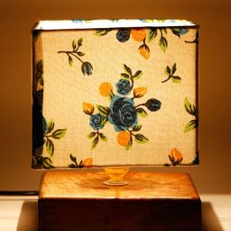 Devansh White & Blue Printed Contemporary Table Lamp-37