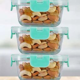 ALLO Green Glass Microwave Safe Square Containers (310 ML) - Set of 3-41
