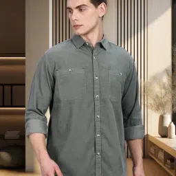 Kuons Avenue Green Slim Fit Shirt-image-62