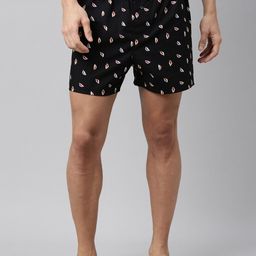 RARE RABBIT Men Black & White Printed Pure Cotton Boxers FLOW-picture-19