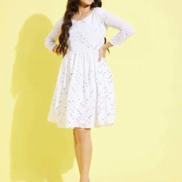 VASTRAMAY Kids White Embroidery Dresses-image-44