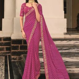 Elora Magenta Printed Saree With Unstitched Blouse-image-29