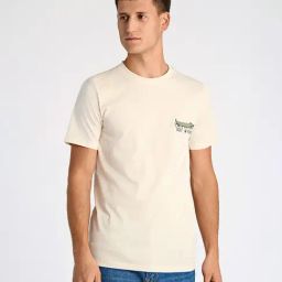 Lindbergh Mens Cream Round Neck Short Sleeve Solid T-Shirt-image-67
