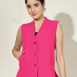 Brinns Pink Regular Fit Waistcoat-image-90