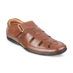 Mochi Men Tan Leather Shoe-Style Sandals-image-30