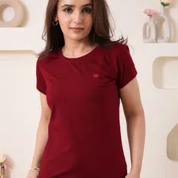 Larqi Women Solid Round Neck Cotton T-shirt-picture-34