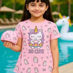 Bubble Berry Girls Pink Printed Swimsuit-picture-13