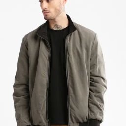 Showoff Olive Slim Fit Reversible Jacket-image-30