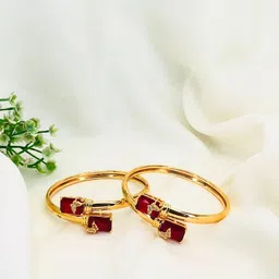 RKB Sales Set Of 2 Gold-Plated American Diamond Studded Bangles-36