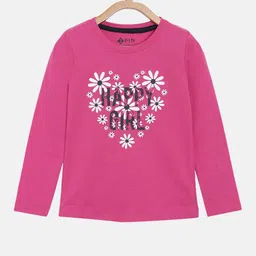 3PIN Girls Pink Floral Printed  Pure Cotton T-shirt-image-65