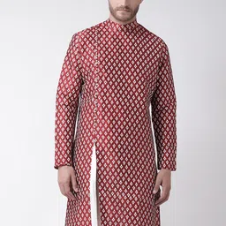 DEYANN Men Red & White Printed Straight Kurta-image-37