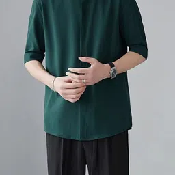 StyleCast Men Solid Mandarin Collar Cotton Casual Shirt-image-92