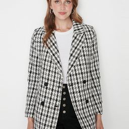 Trendyol Checked Notched Lapel Double Breasted Blazer-picture-15
