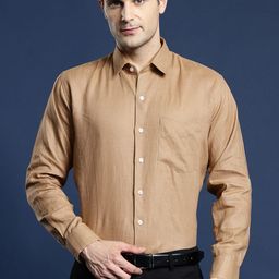 Hancock Men Slim Fit Pure Linen Formal Shirt-image-77