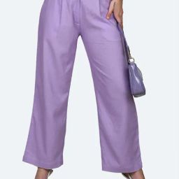 Zink London Lavender Regular Fit High Rise Trousers-image-64