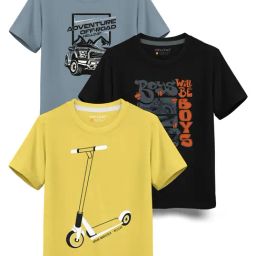 HELLCAT Kids Multicolor Printed T-Shirt (Pack Of 3)-image-85