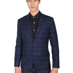 Ad By Arvind Blue Regular Fit Checks Blazer-image-45