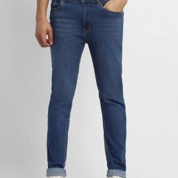 Forever 21 Navy Mid Waist Straight Fit Regular Length Jeans-picture-10