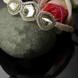 Dugran By Dugristyle Kundan & American Diamonds Grey Necklace for Women-image-35