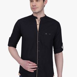 Kuons Avenue Men Black Smart Slim Fit Solid Casual Shirt-image-84