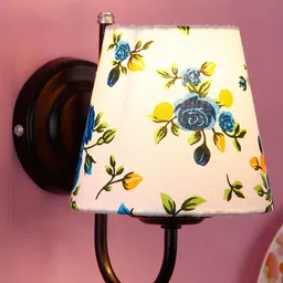 Devansh White & Blue Printed Traditional Armed Sconce Wall Lamp-15