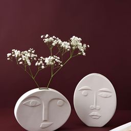 Aura White 2 Pieces Ceramic Face Vases-image-21