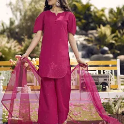 Tikhi Imli Women Floral Embroidered Regular Sequinned Kurta with Trousers & With Dupatta-image-74