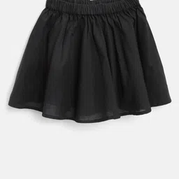 AWW HUNNIE Girls Black Solid Flared Pure Cotton Skirt-image-16