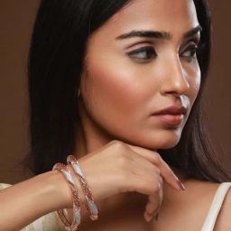 Jazz And Sizzle Rose Gold-Plated & AD Studded Bangles for Women - Set of 2-image-50