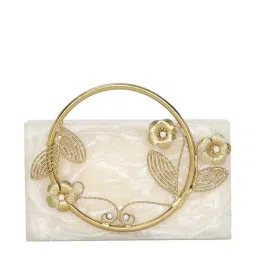 NR by Nidhi Rathi Beige Textured Clutch-image-86