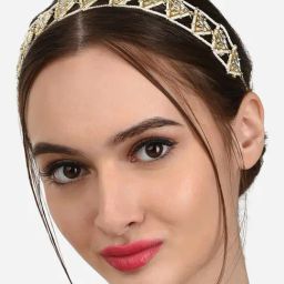 Zaveri Pearls Gold Tone Kundan & Pearls Studded Triangular Ethnic Head Chain-ZPFK13104-image-18