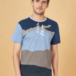 Urban Ranger by Pantaloons Blue Cotton Slim Fit Printed T-Shirt-image-89