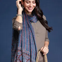 Taavi Ethnic Motifs Printed Block Print Dupatta image 1