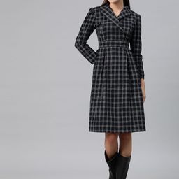 Cottinfab Checked Lapel Collar Blazer Dress-17
