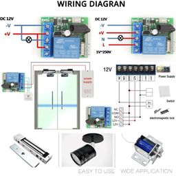 Unique India 433Mhz Wireless Remote Control Switch DC 12V 1CH RF Relay Receiver Module with Transmitters (1 Receiver and 2 Remote) image 2