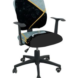 HOKIPO Grey & Black Abstract Geometry 140 Gsm Office Chair Cover-74