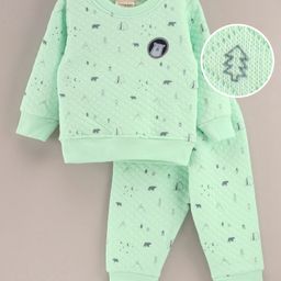 Ollypop Polyfill Full Sleeves Winter Night Suit Printed- Green-picture-39
