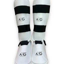 AXG Step In Taekwondo Muay Thai Kick Kickboxing MMA Shin Guard - White-18
