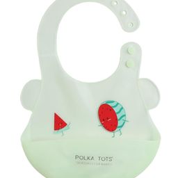 Polka Tots Waterproof Silicone Feeding Bibs With Adjustable Snap Buttons Watermelon Print - Green-picture-11