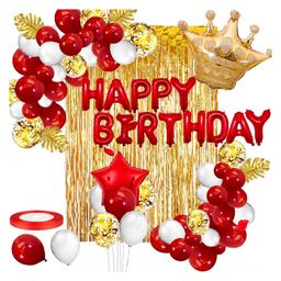 Bubble Trouble  Golden & Red Happy Birthday Decoration Combo Kit with Banner - 48 pcs-image-11