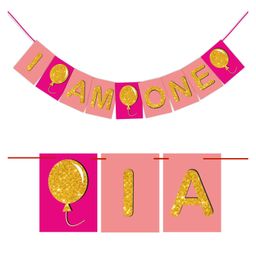 Wobbox 1st Happy Birthday Banner, Happy Birthday Decoration Items Pink -Pack Of 36-image-70