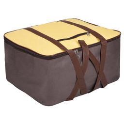 Kuber Industries Underbed Storage BagRexine Jumbo Blanket CoverLightweight Storage BagFoldable Razai BagZipper Storage Bag For Clothes with HandleLarge,Yellow & Brown,-image-84