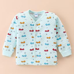 Tango Interlock Knit Full Sleeves Jhabla with Car Print - Aqua Blue-image-27