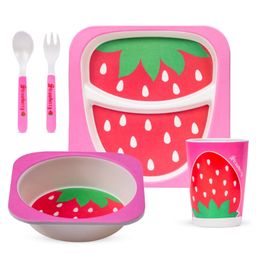 Adore Hey Ya! Bamboo Meal Sets - Pack of 5 accessories- Strawberry-12