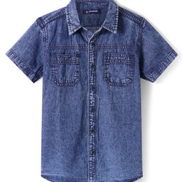 Pine Kids Denim Woven Half Sleeves Washed Shirt - Blue-picture-14