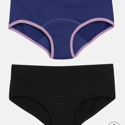 Mackly Pack Of 2 Cotton Elastane Solid Leak Proof Panties - Royal Blue & Black-image-33